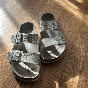 Silver Arizona Birkenstock Sandals